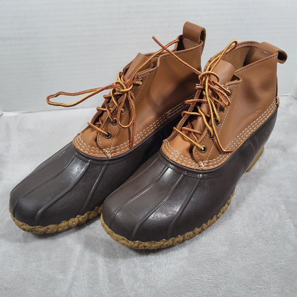 LL Bean Mens 13 M Duck Boots 6" Brown Leather Waterproof Rain Hiking Made In USA